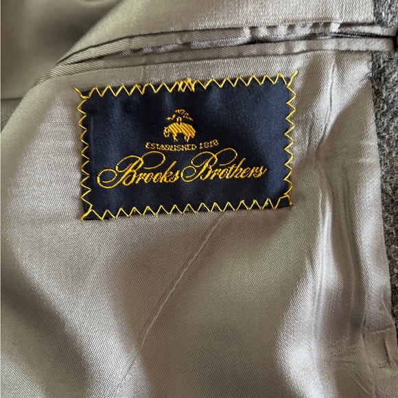 Brooks Brothers Fitzgerald Harris Tweed black herringbone jacket 44L - Picture 8 of 12